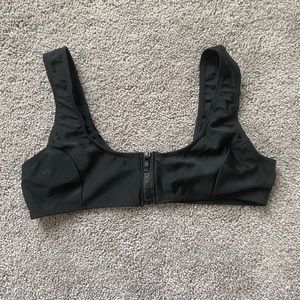 Black zipper front bikini top
